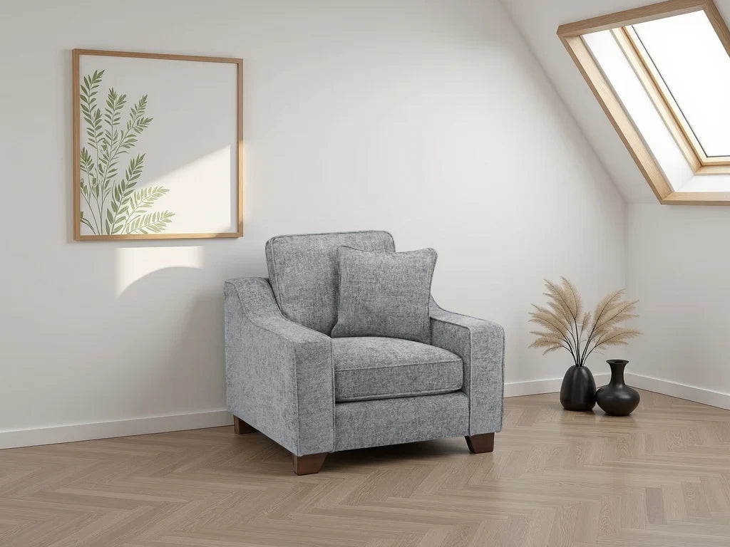 Nebraska Armchair: Plush Fabric, Removable Cushions, Sturdy Wooden Feet