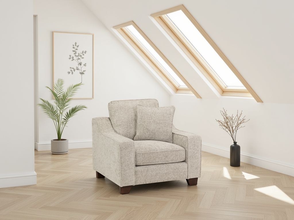 Nebraska Armchair: Plush Fabric, Removable Cushions, Sturdy Wooden Feet