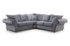 Luxurious Windsor Fullback Grey Large Corner Sofa with Button-Tufted Scroll Arms