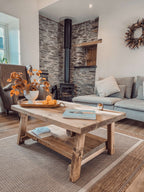 ARBA Rustic Wooden Coffee Table With Shelf