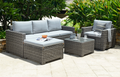 Marbella Grey 5-Seater Garden Sofa Set with Ottoman and Cover Bundle