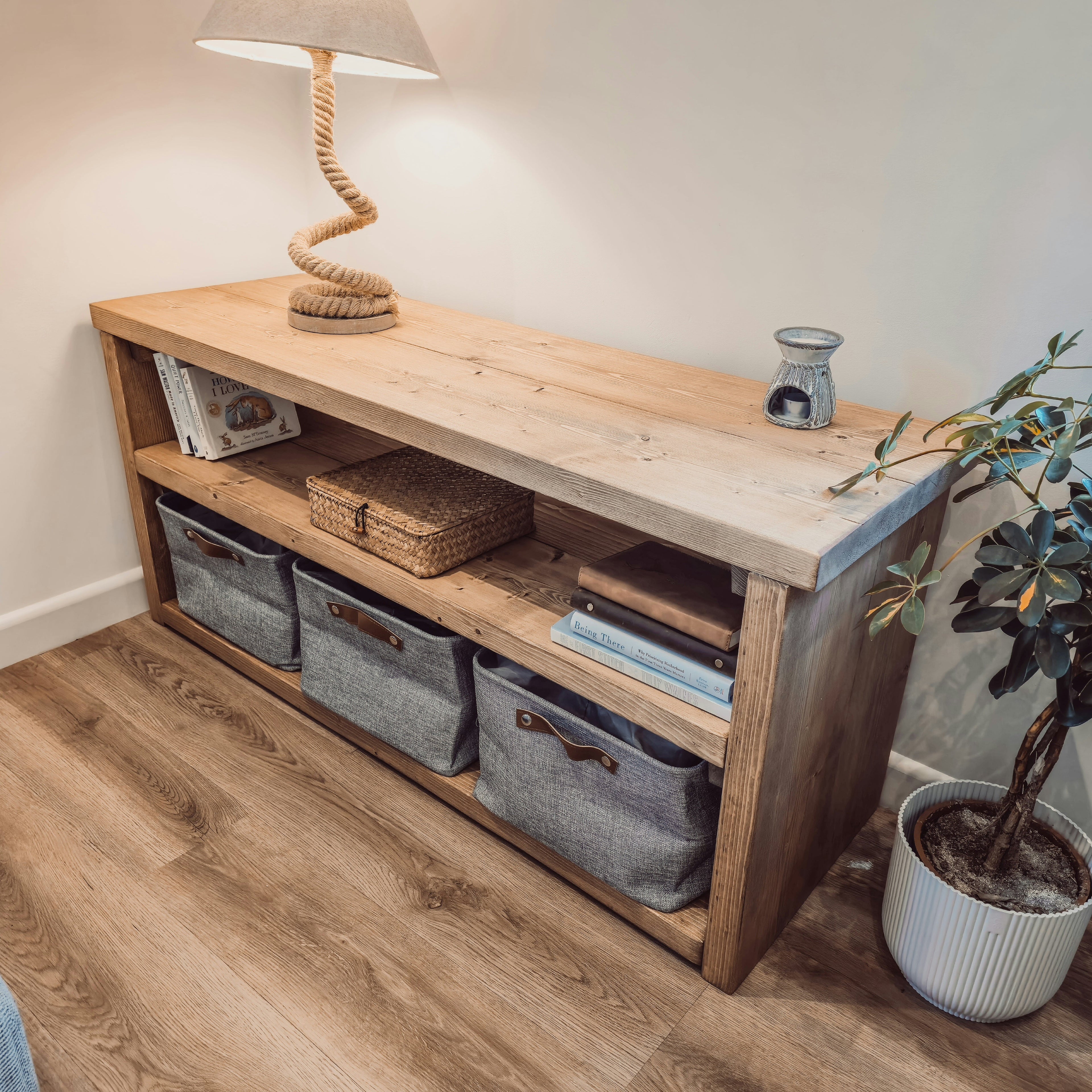 Norwyn 2-Tier Storage Unit / Bookshelf / Toy Storage / Living Room Storage / Shoe Storage Rustic Storage Unit Solid Wood Cottage Style /Book Shelf