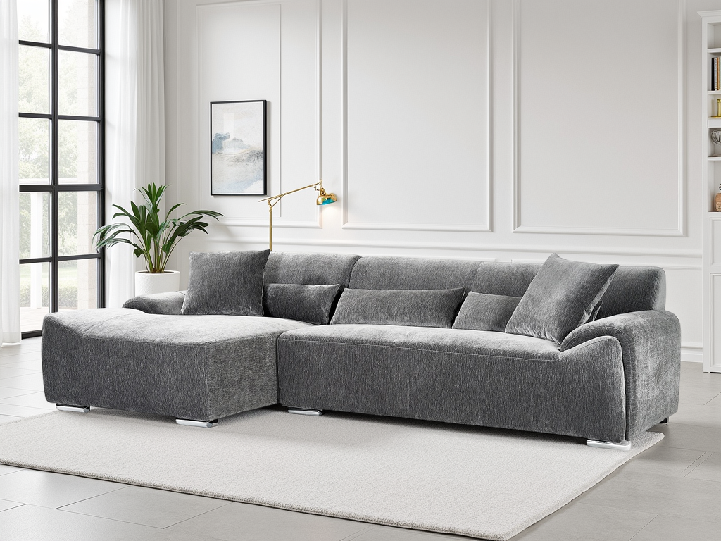 Modena Left Hand Charcoal Fabric Corner Sofa - Modern Deep Seating Comfort