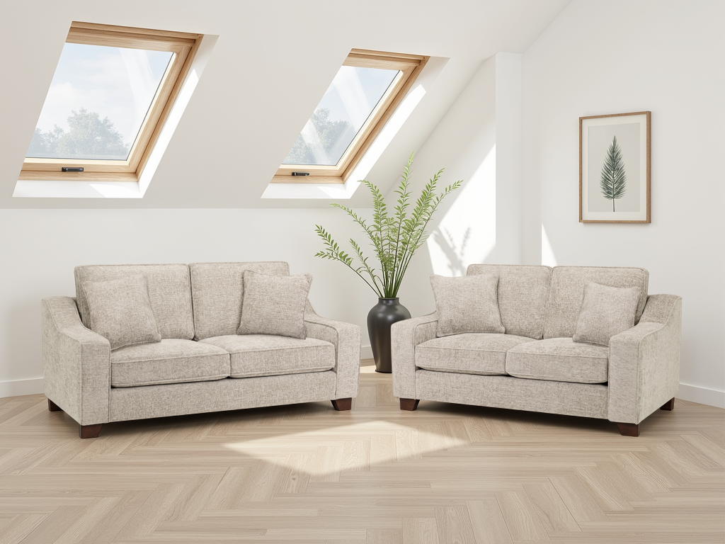 Nebraska Fabric 3+2 Sofa Set: Plush, Removable Cushions, Wooden Feet