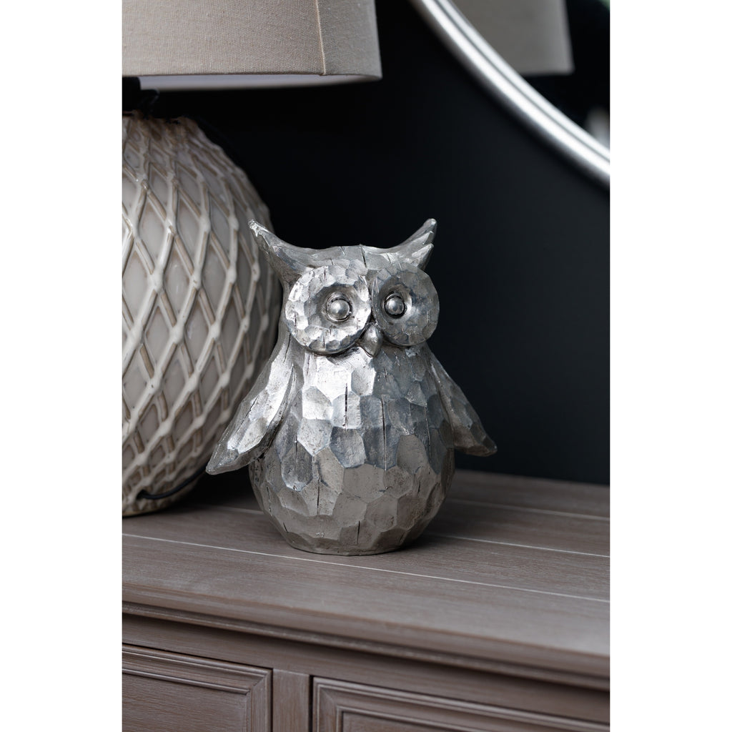 Olive The Silver Ceramic Owl - Large