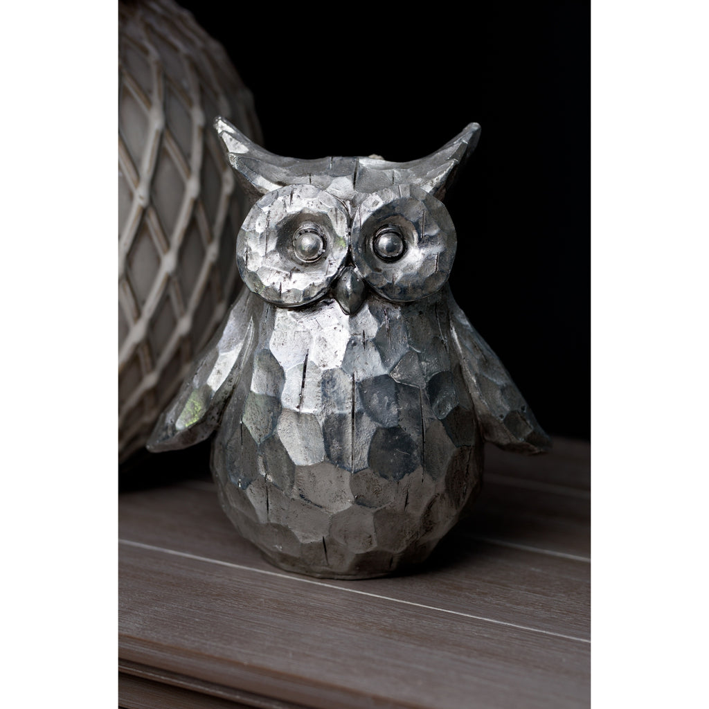Olive The Silver Ceramic Owl - Large