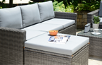 Marbella Grey 5 Seater Chaise Garden Sofa Set, Cover and Cushion Box Bundle
