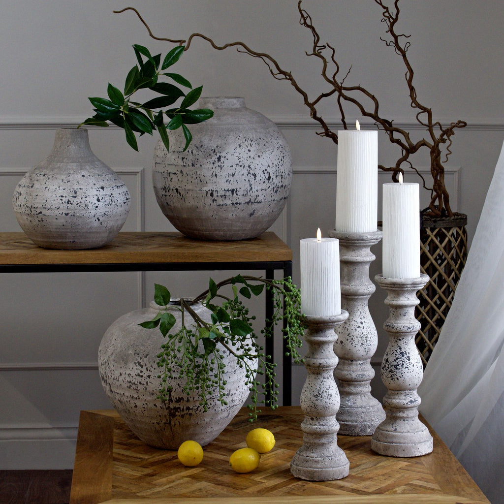 Stone Ceramic Column Candle Holder - Small