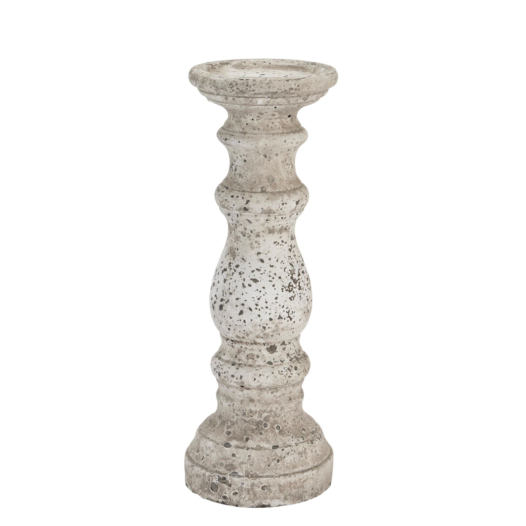 Stone Ceramic Column Candle Holder - Medium