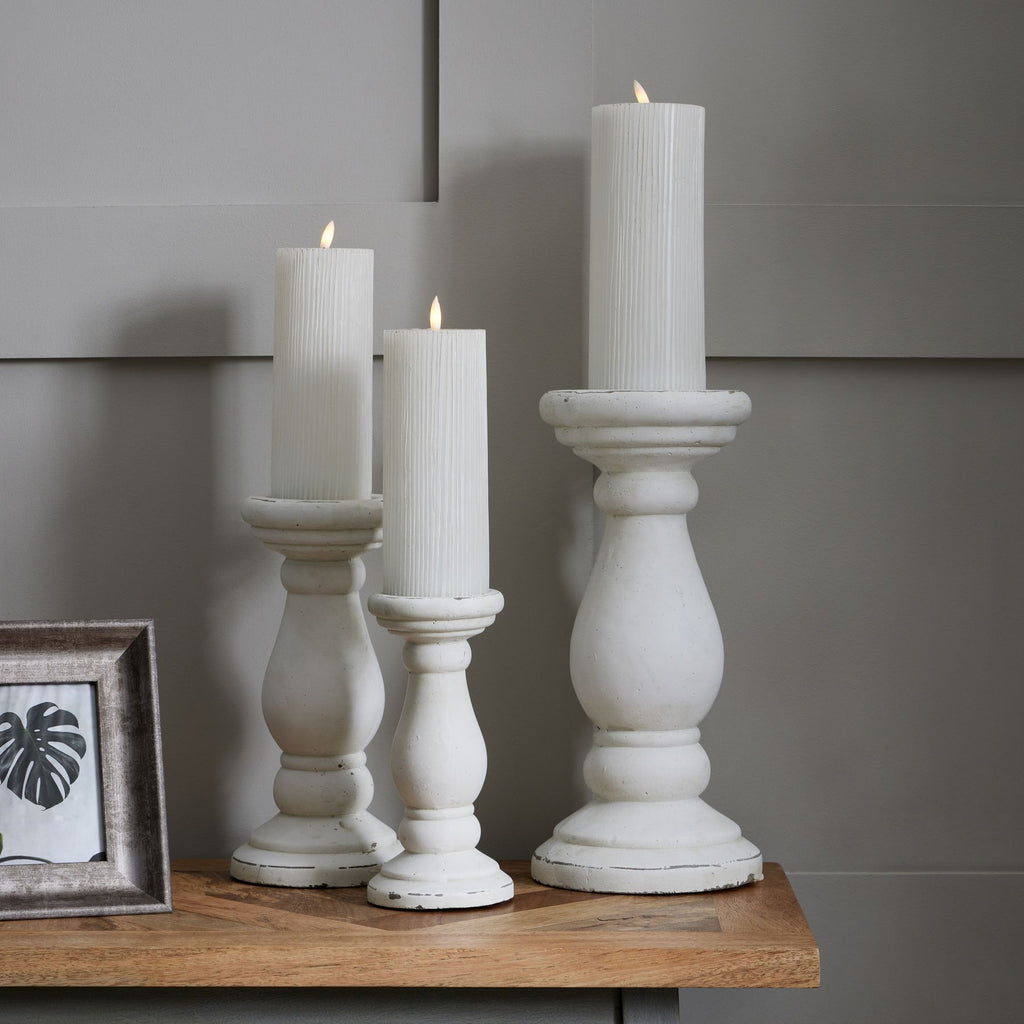 Matt White Ceramic Candle Holder - Medium