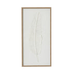 Large Quill White Feather Art Mounted In Beaded Frame