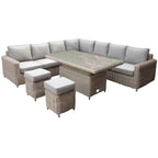 Amalfi Collection Large Corner Set With Riser Table + 2 Stools