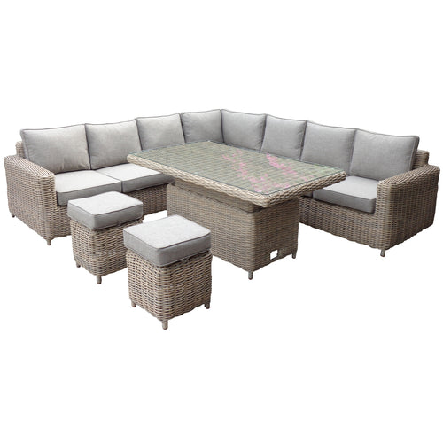 Amalfi Collection Large Corner Set With Riser Table + 2 Stools