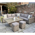 Amalfi Collection Large Corner Set With Riser Table + 2 Stools