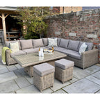 Amalfi Collection Large Corner Set With Riser Table + 2 Stools