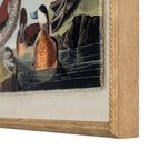 Flora & Fauna Collection Ducks On Linen In Beaded Frame