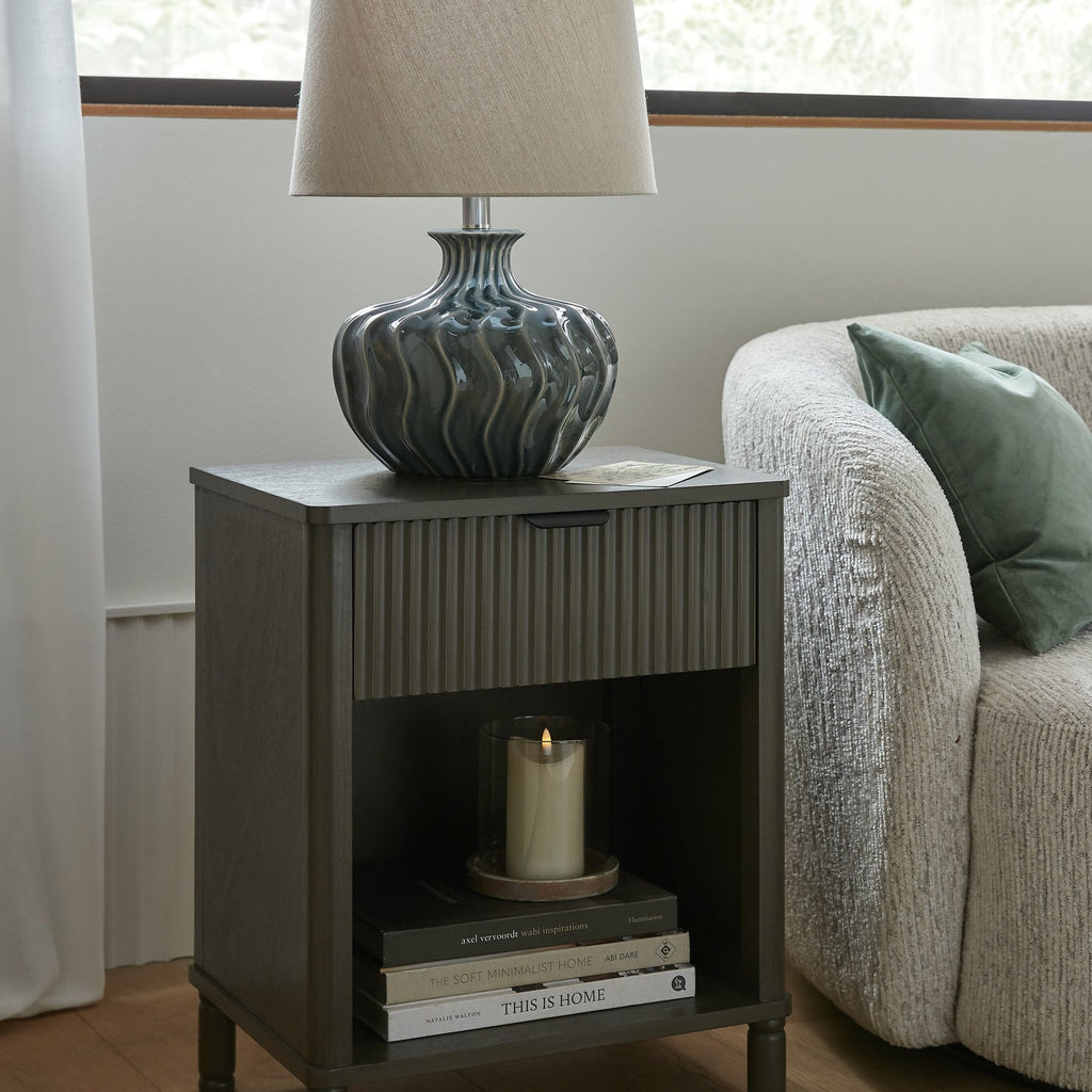 Veyla Ceramic Table Lamp With Linen Shade