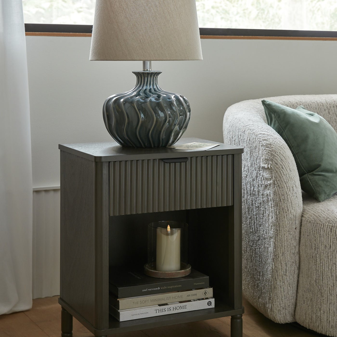 Veyla Ceramic Table Lamp With Linen Shade