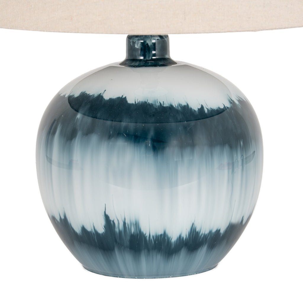 Ocean Shadows Squat Table Lamp With Linen Shade