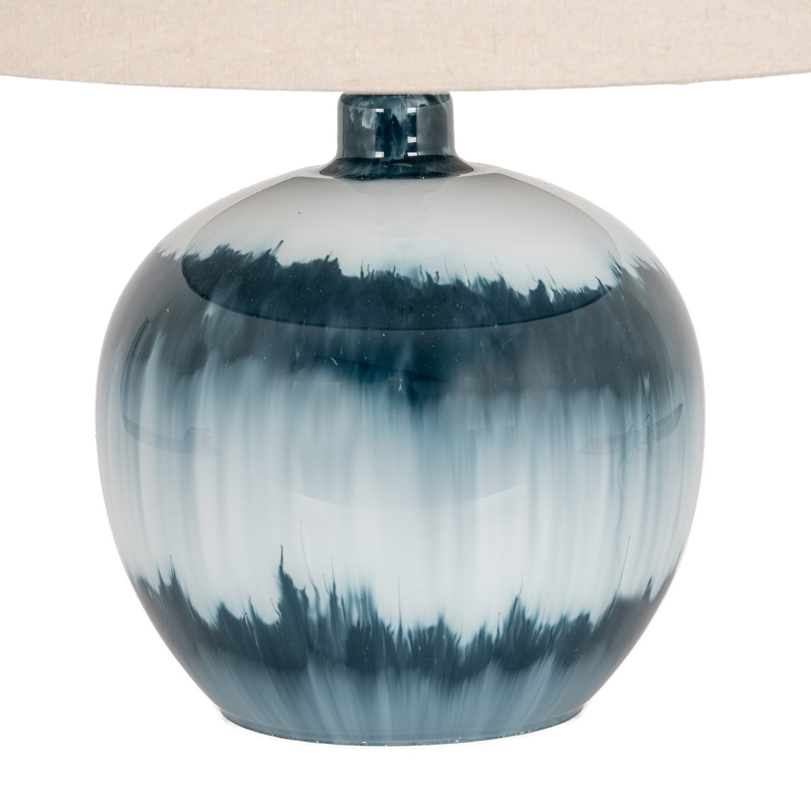 Ocean Shadows Squat Table Lamp With Linen Shade