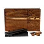 Acacia Cheese Board Set With Grey Bowl, Slate and Cutlery