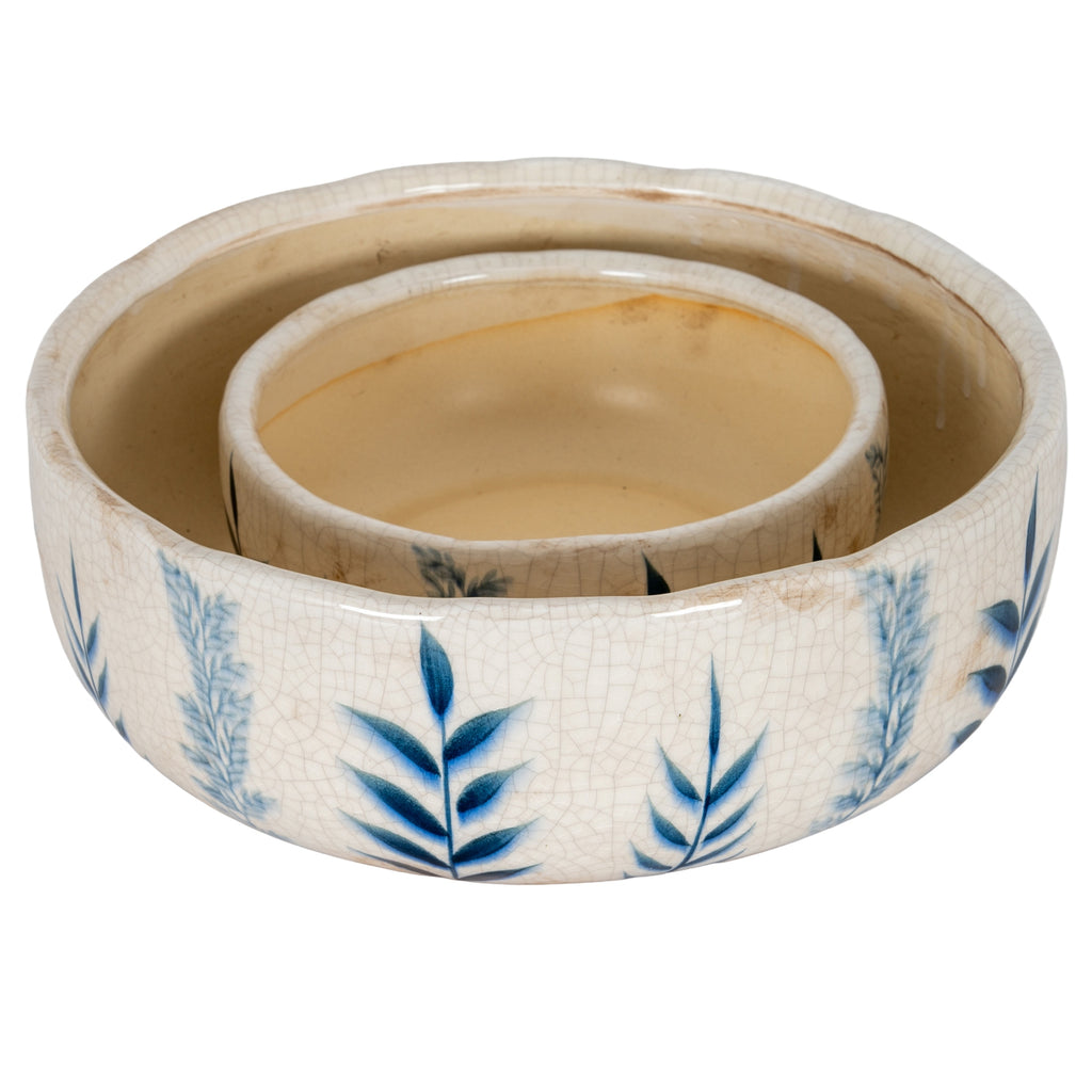 Large Blue Flora Bowl