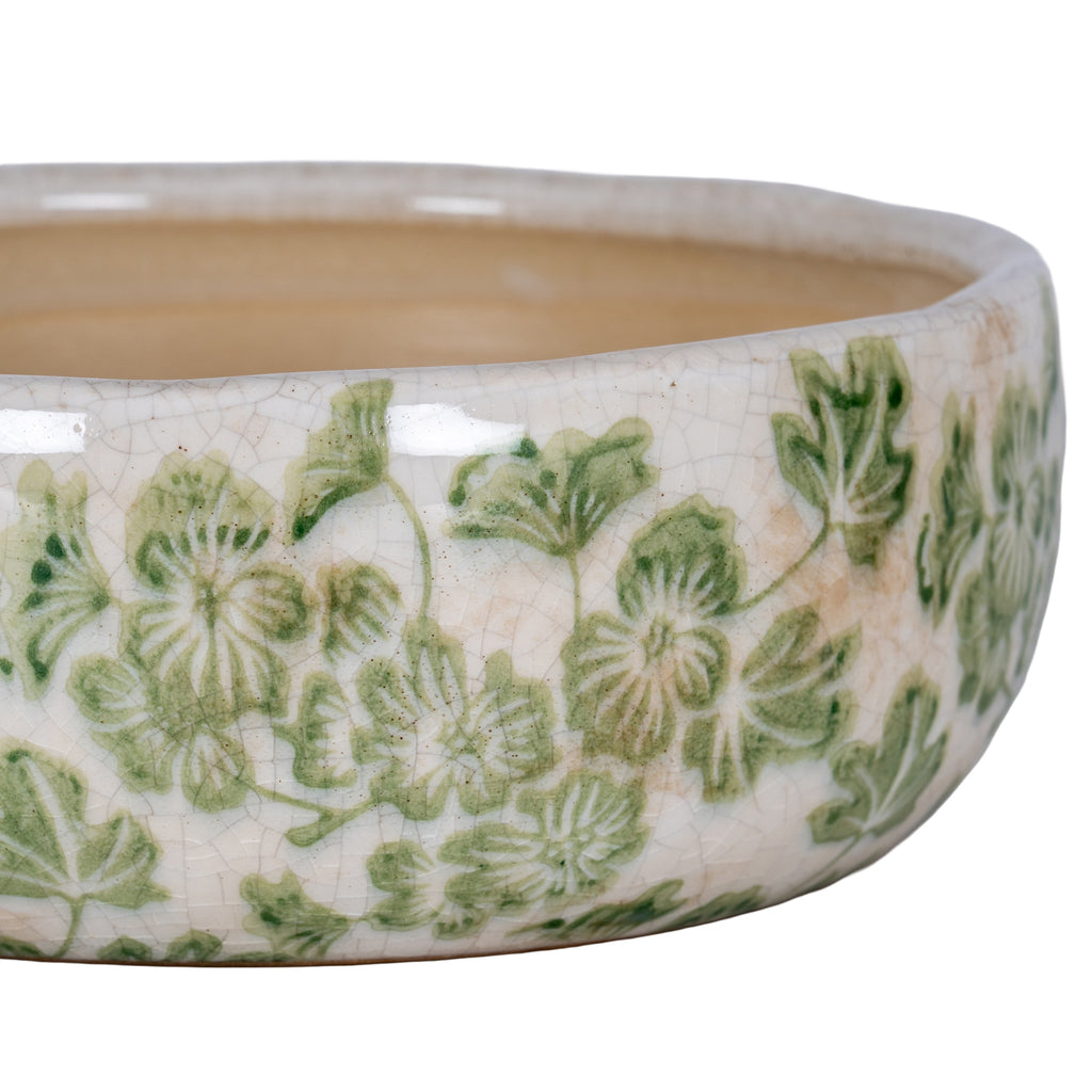 Large Green Clover Ceramic Bowl