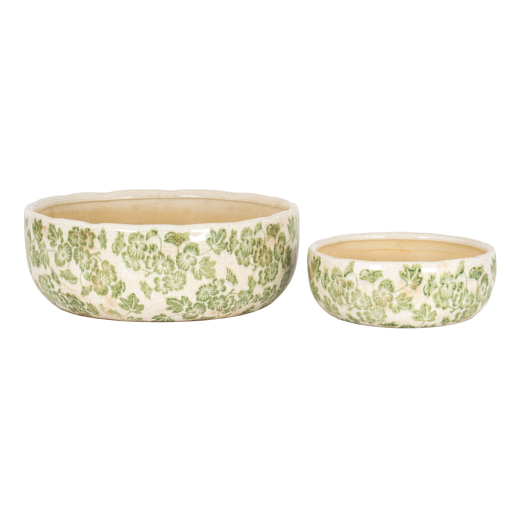 Large Green Clover Ceramic Bowl