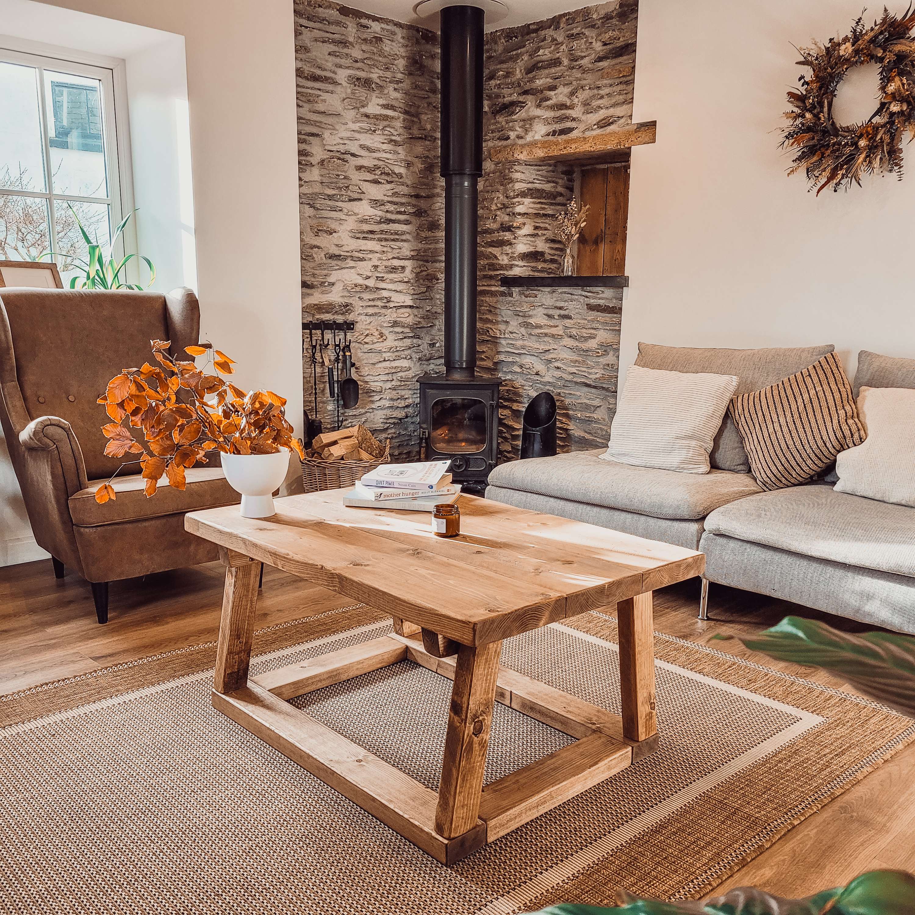 COAV Rustic Wooden Coffee Table