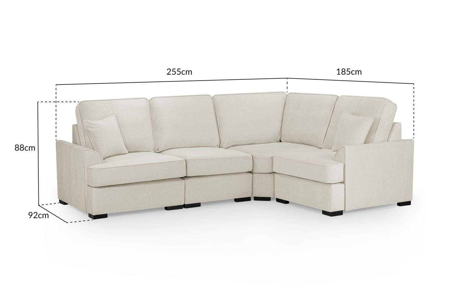 Comfortable Funk Beige Fabric Universal Corner Sofa with Foam-Filled Cushions