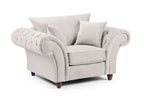 Elegant Windsor Fullback Stone Armchair: Tufted Scroll Arms, Removable Covers