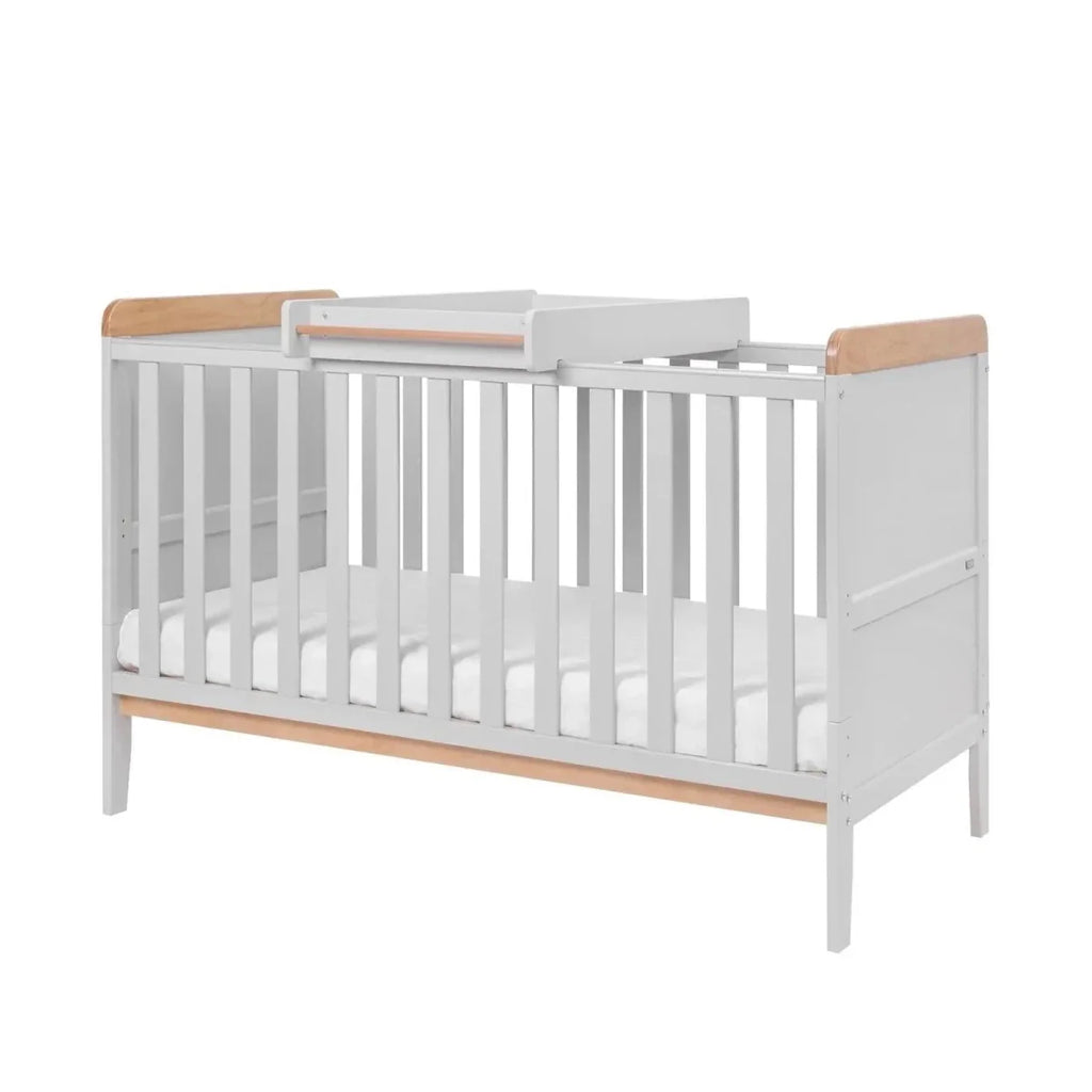Tutti Bambini Rio Cot Bed with Cot Top Changer & Mattress - Dove Grey/Honey Oak