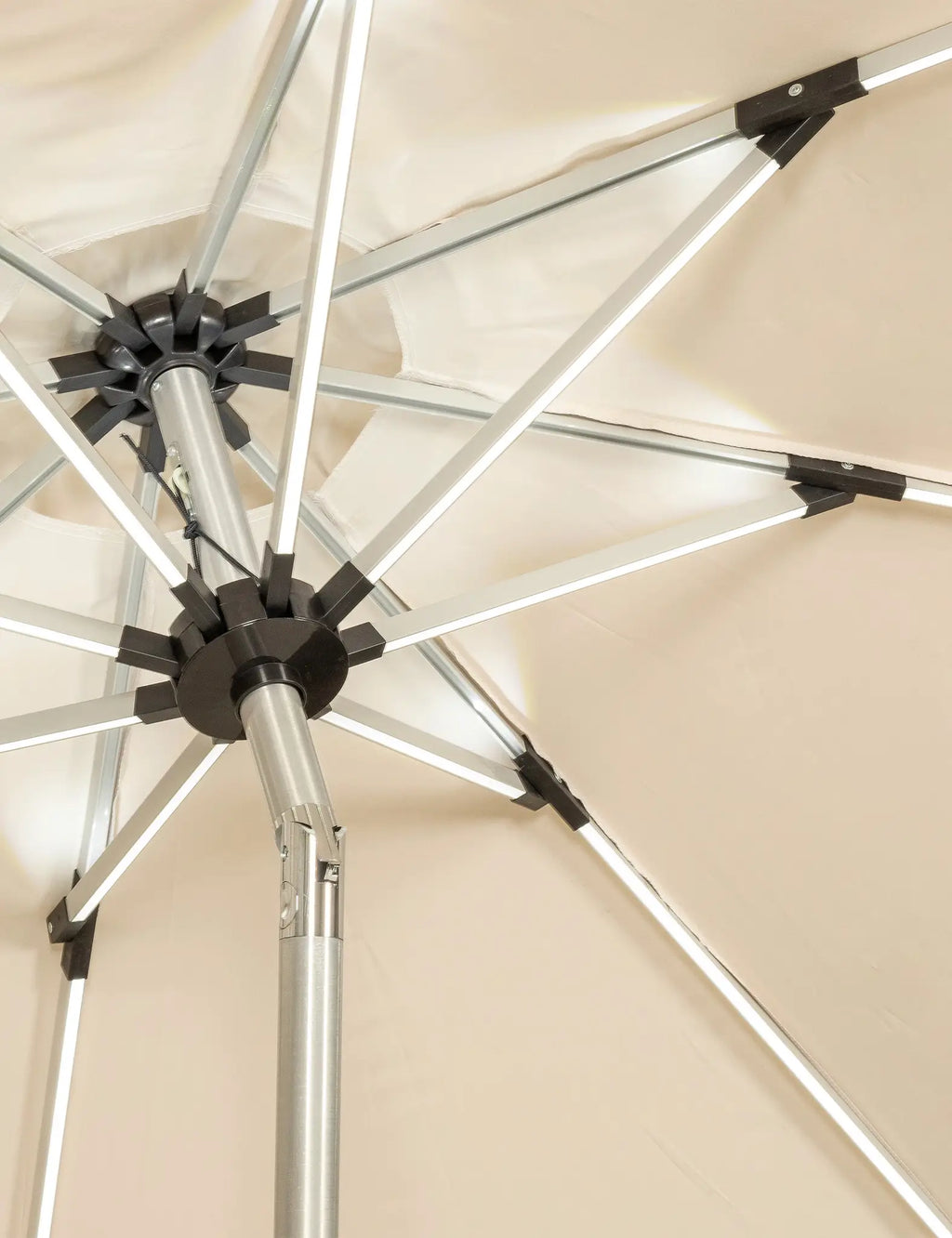 Crank and Tilt LED Strip Parasol - Ivory