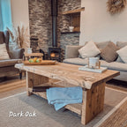 LORIE Chunky Live / Waney Edge Coffee Table With Shelf
