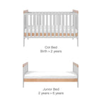 Tutti Bambini Rio Cot Bed with Cot Top Changer & Mattress - Dove Grey/Honey Oak