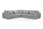 Mirabel Plush Velvet Grey Large Corner Sofa for Modern Living Room