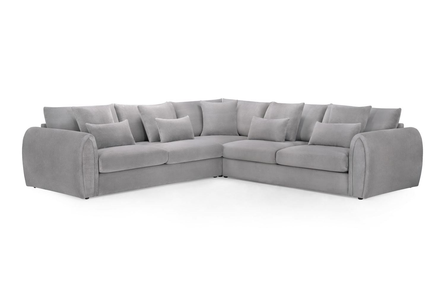 Mirabel Plush Velvet Grey Large Corner Sofa for Modern Living Room