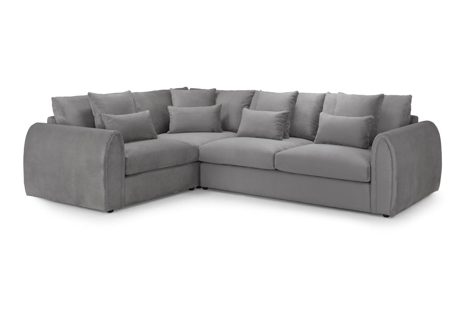 Mirabel Grey Velvet Left-Hand Corner Sofa | Spacious Seating, Comfort Cushions