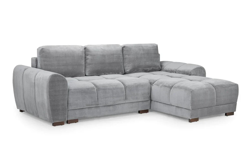 Azzuro  Universal Corner Sofabed: Plush Velvet, Convertible Sofa with Storage