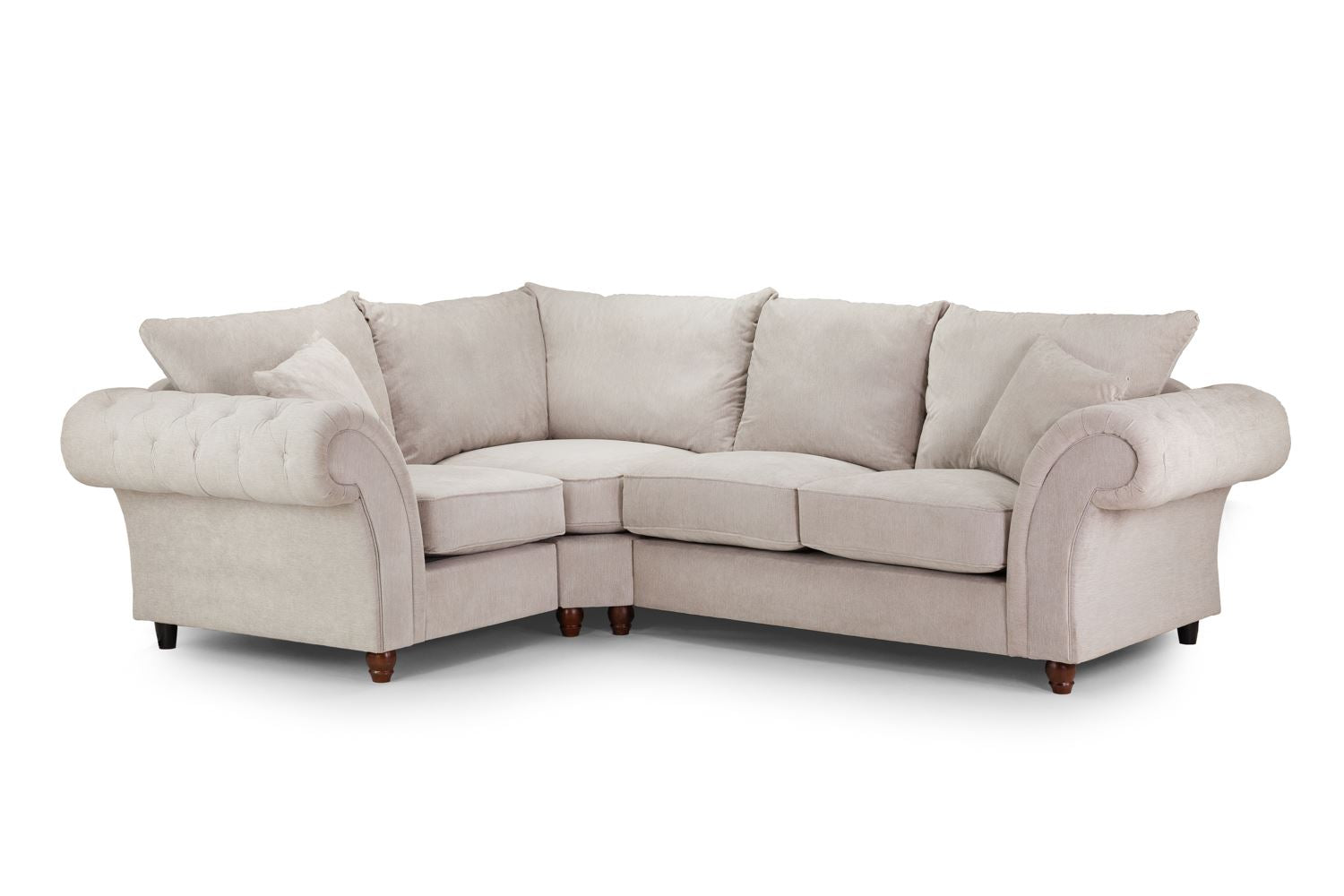 Windsor Stone Left Hand Facing Corner Sofa - Button-Tufted Fullback Comfort