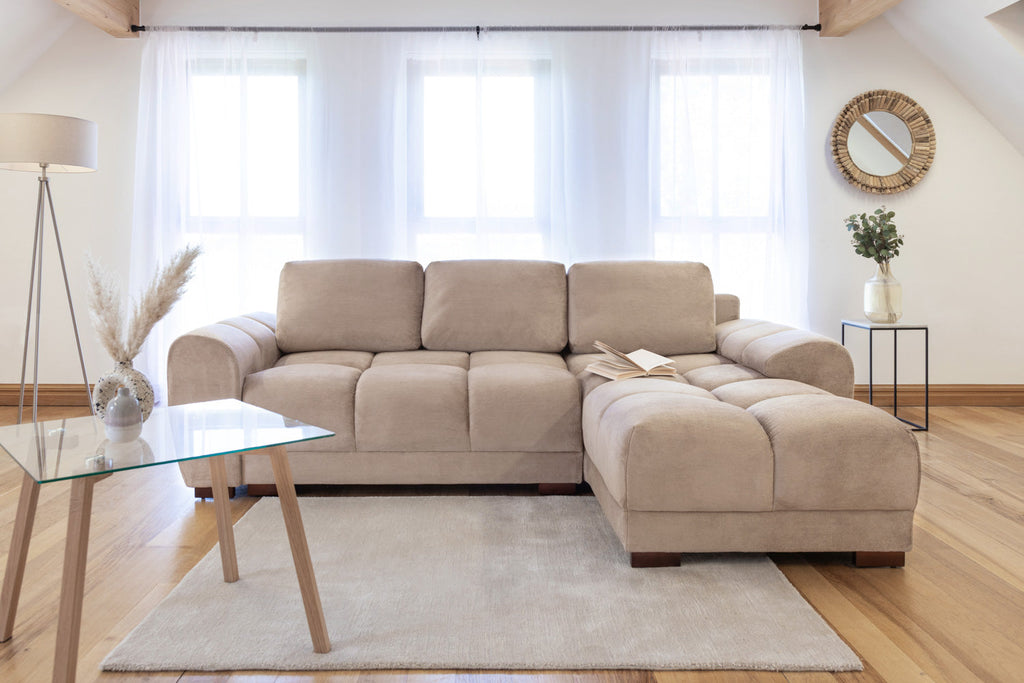 Azzuro  Universal Corner Sofabed: Plush Velvet, Convertible Sofa with Storage