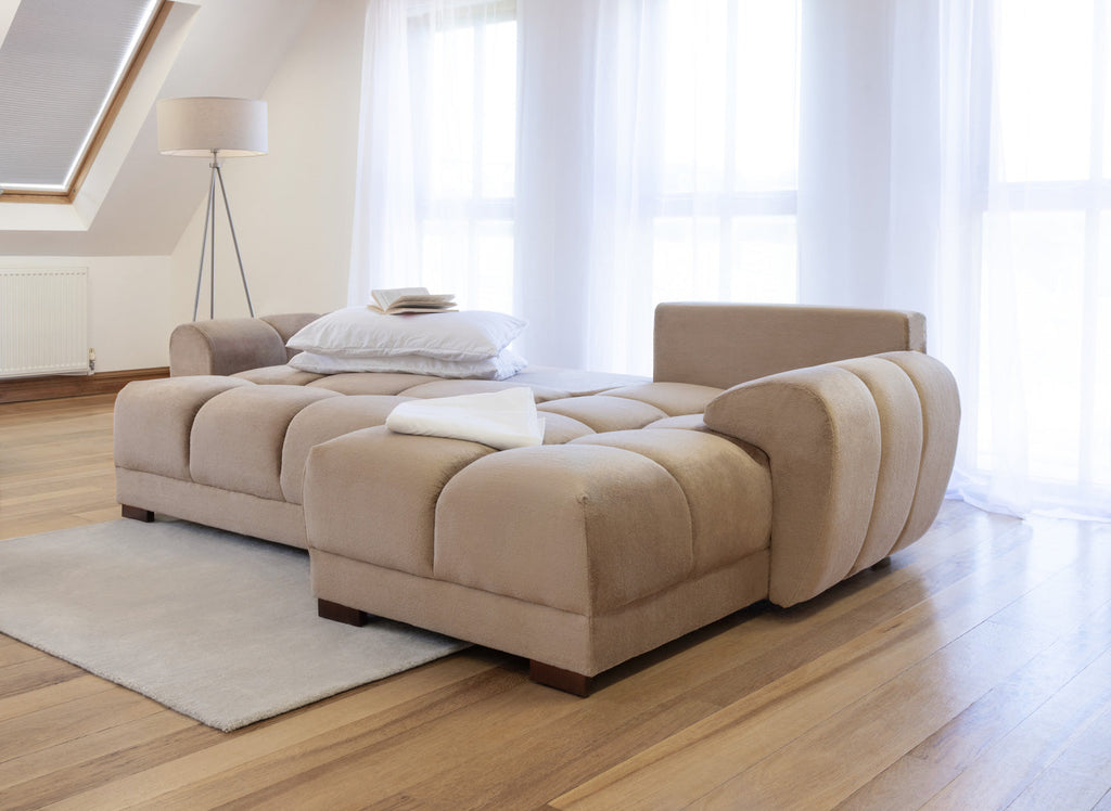 Azzuro  Universal Corner Sofabed: Plush Velvet, Convertible Sofa with Storage