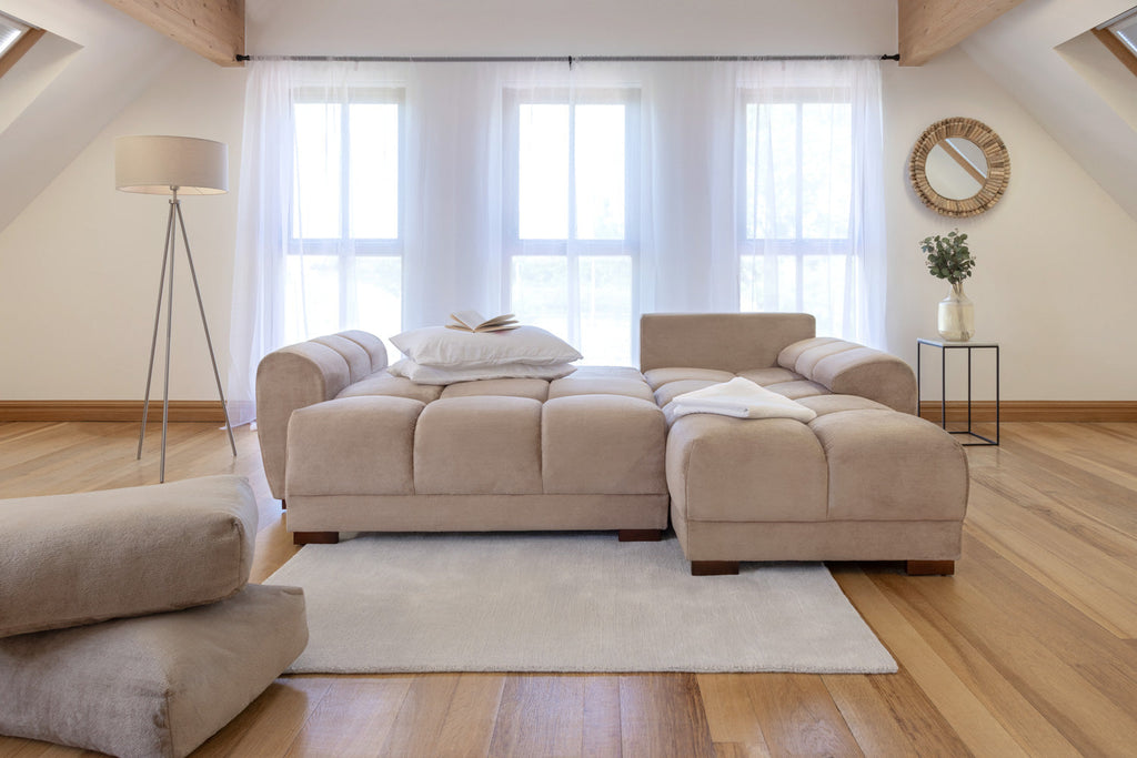 Azzuro  Universal Corner Sofabed: Plush Velvet, Convertible Sofa with Storage