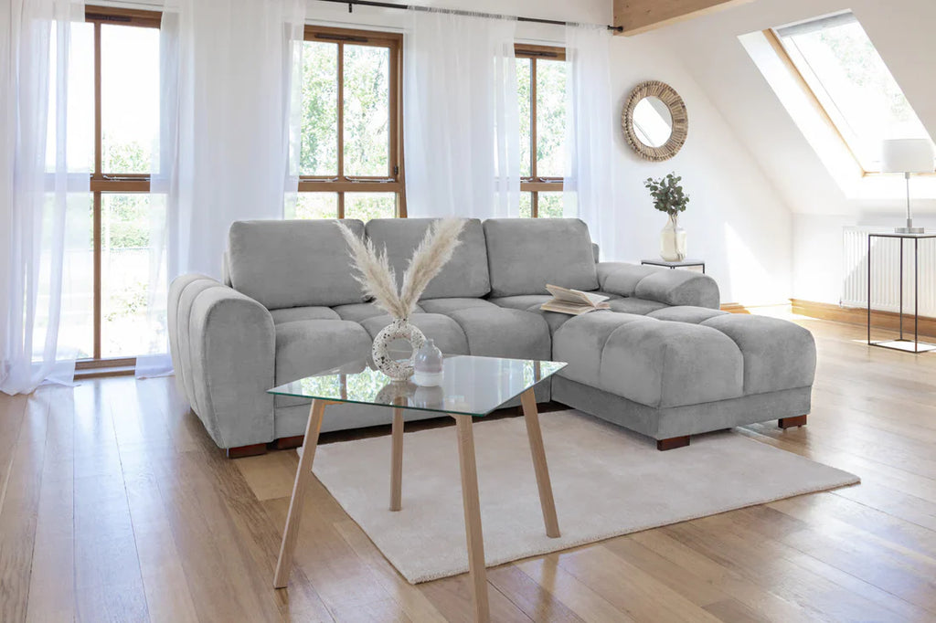 Azzuro  Universal Corner Sofabed: Plush Velvet, Convertible Sofa with Storage