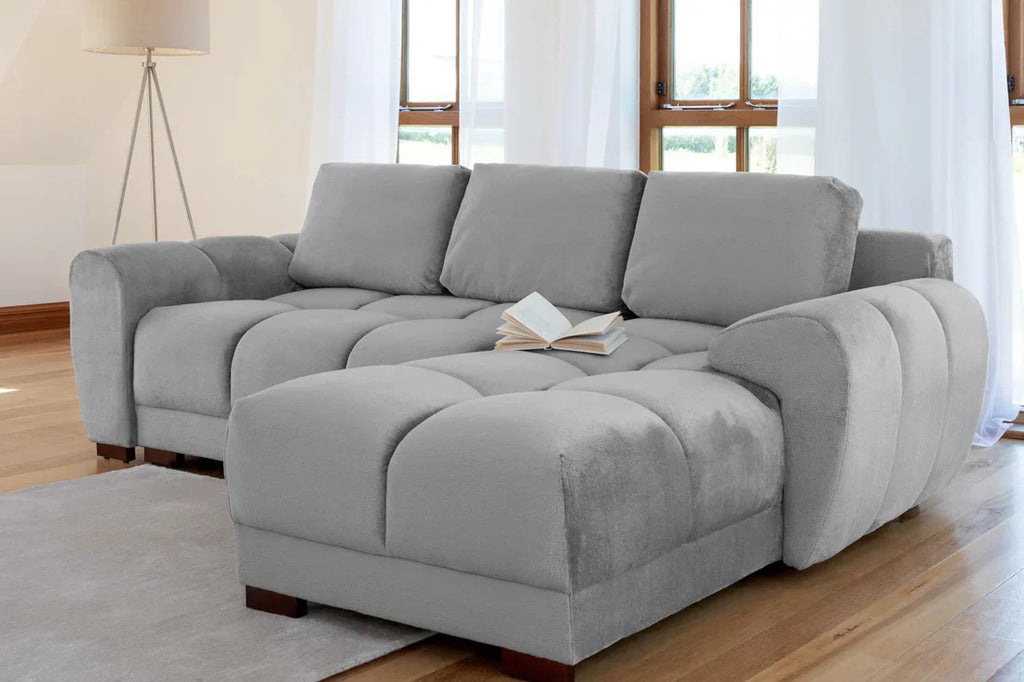 Azzuro  Universal Corner Sofabed: Plush Velvet, Convertible Sofa with Storage