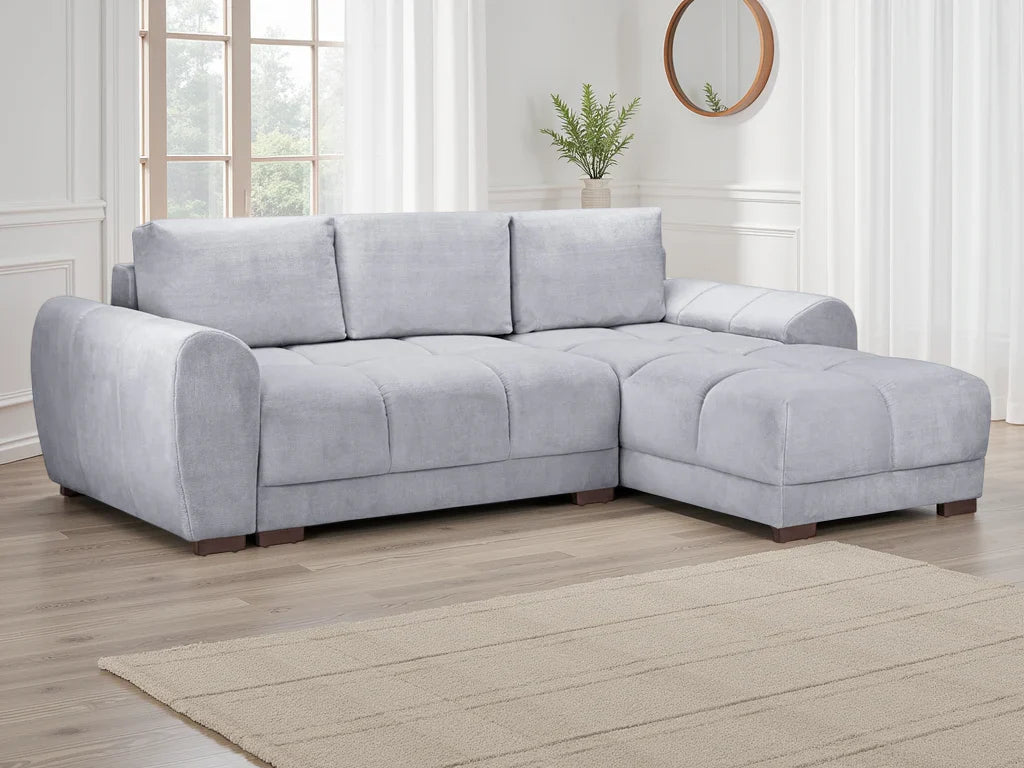 Azzuro  Universal Corner Sofabed: Plush Velvet, Convertible Sofa with Storage