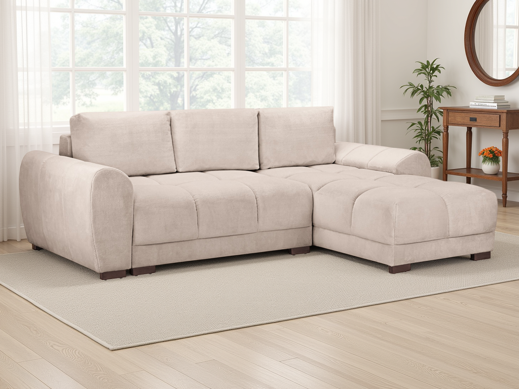 Azzuro  Universal Corner Sofabed: Plush Velvet, Convertible Sofa with Storage