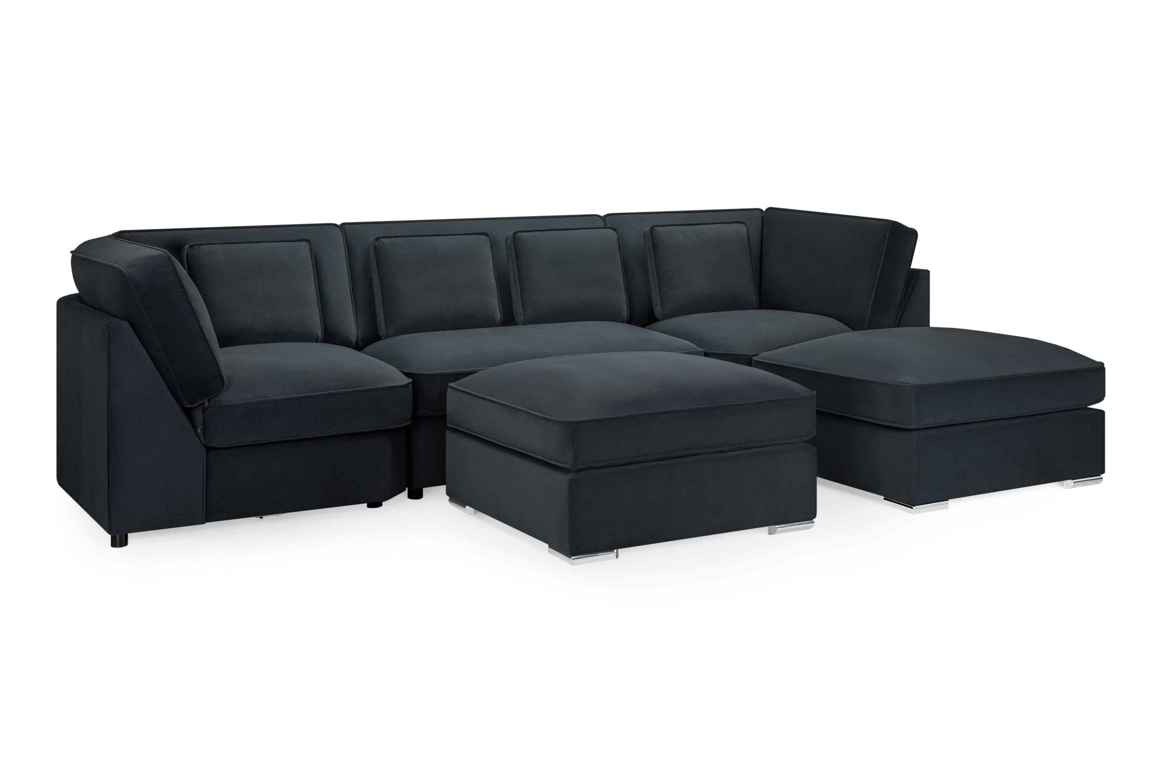 Belgravia  U-Shape Corner Sofa: Plush Velvet, Modular, Family Living