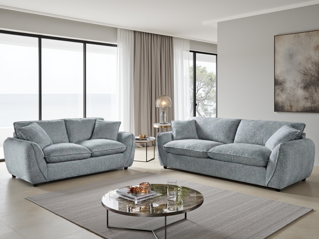 Berlin Cloud Comfort  Fabric 3+2 Sofa Set with Piping Details