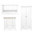 CuddleCo Clara 3 Piece Nursery Furniture Set - White & Ash